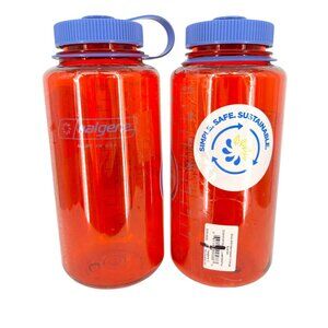Nalgene 32oz Wide Mouth Marmalade Orange Sustain Water Bottle Set of Two
